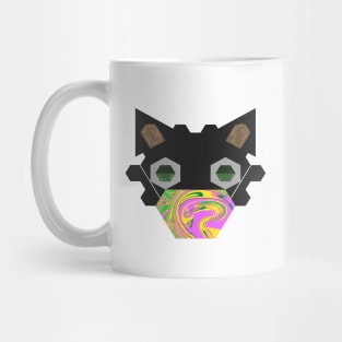 Black Cat Wearing Abstract spring #3 Mask Mug